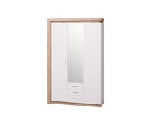 Шкаф для одежды с ящиками 3-х дверный с зеркалом Люмен №15